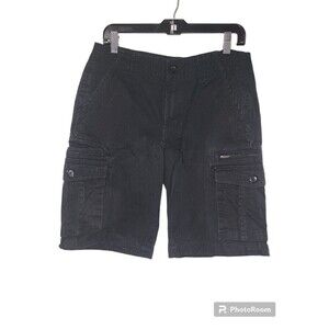 Guess Casual Black Cargo Shorts for Men Solid Color Sweat Shorts with Zipper